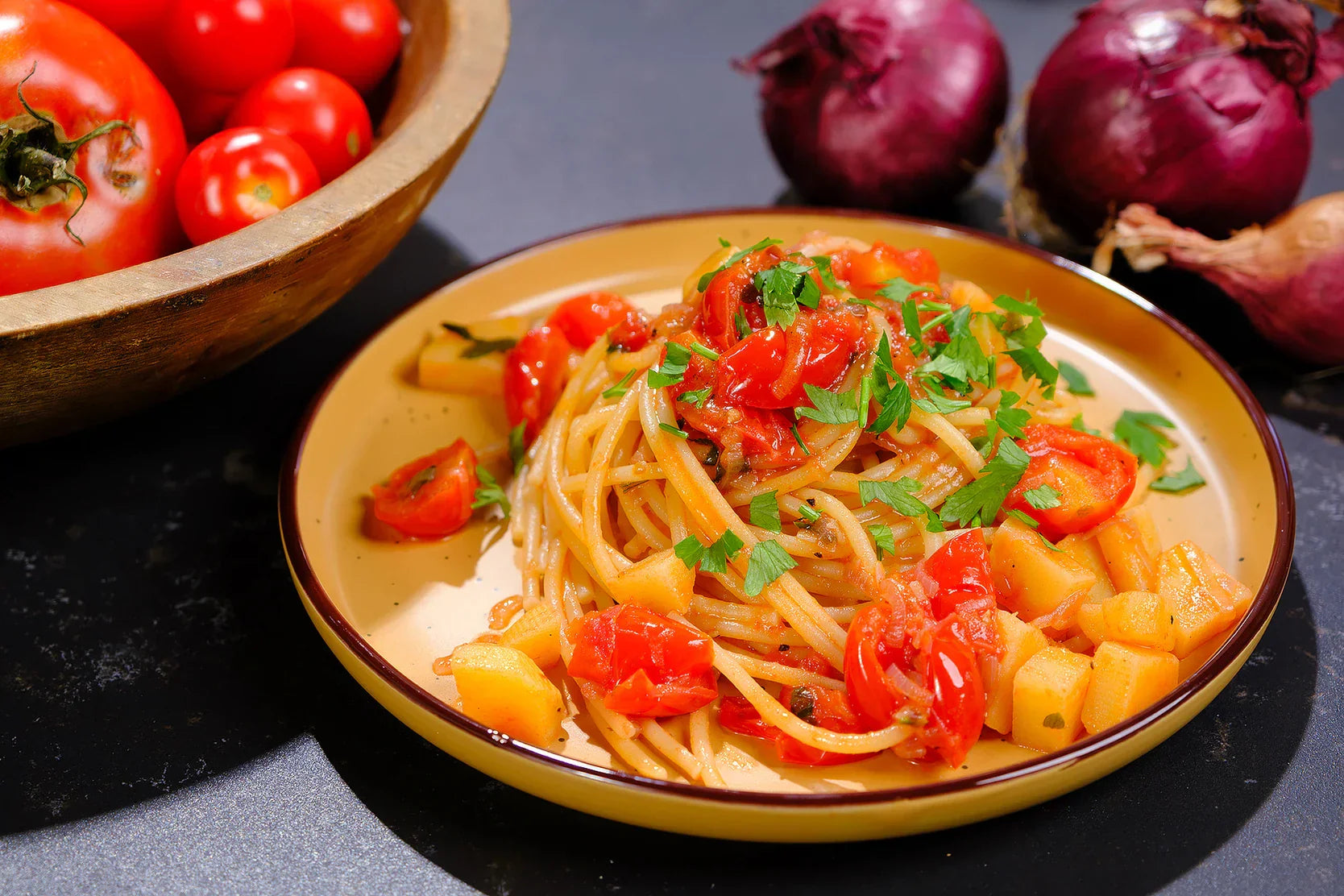 Pasta del Brigadiere | Pasta with Tomatoes & Potatoes Recipe