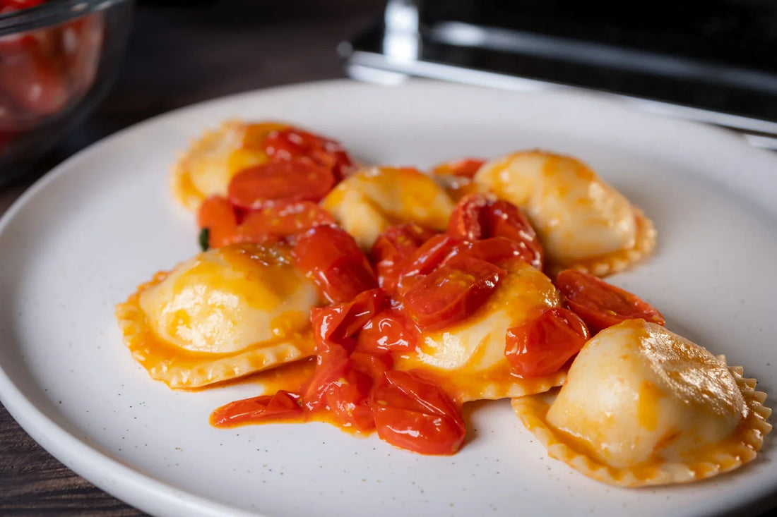 Ravioli alla Caprese | Cheesy Ravioli in Tomato Sauce Recipe
