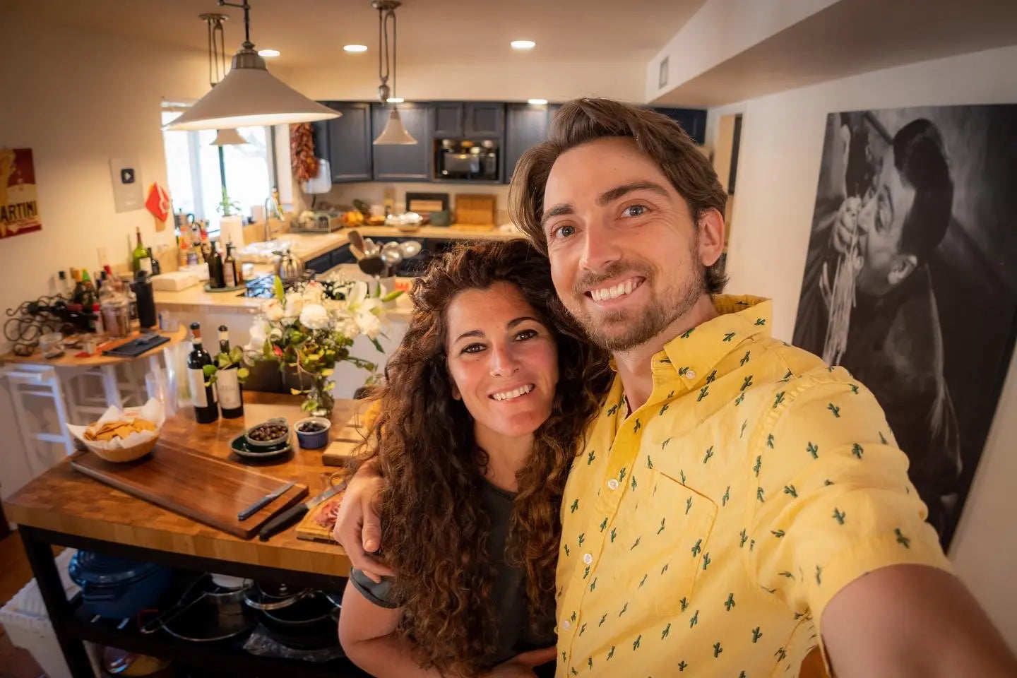 Harper and Eva standing in their kitchen.