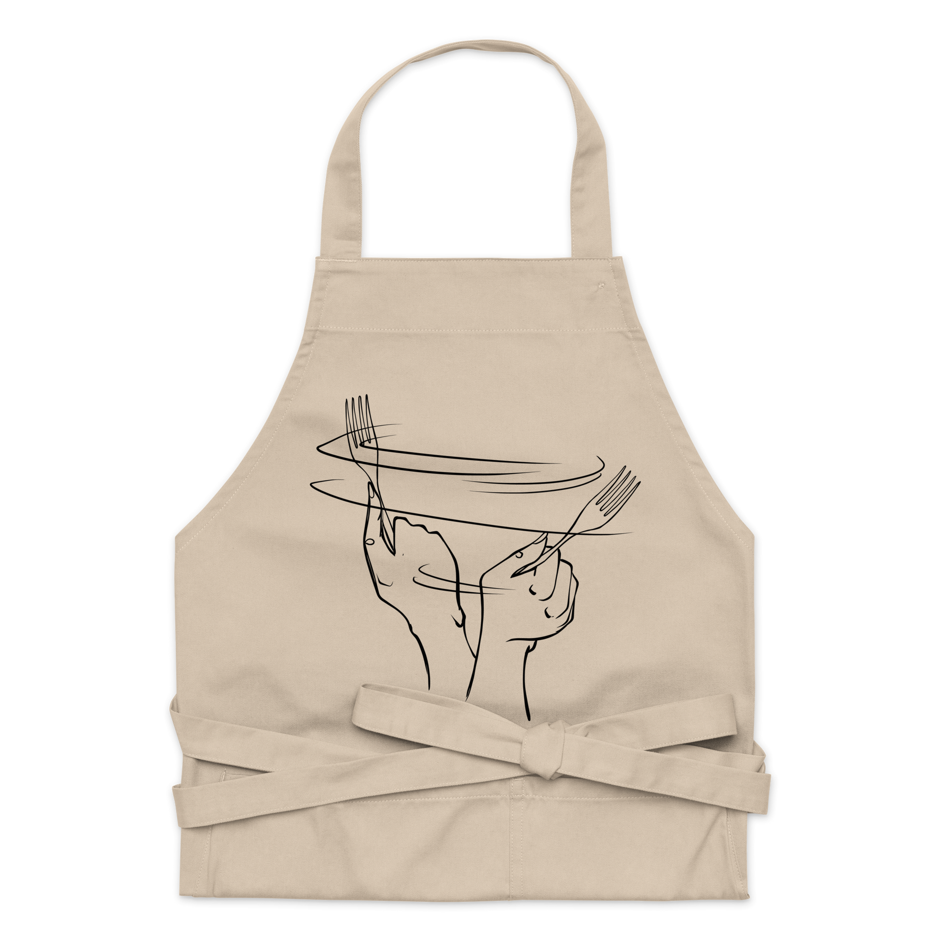 Apron – Fork Twirl – Tan – Pasta Grammar
